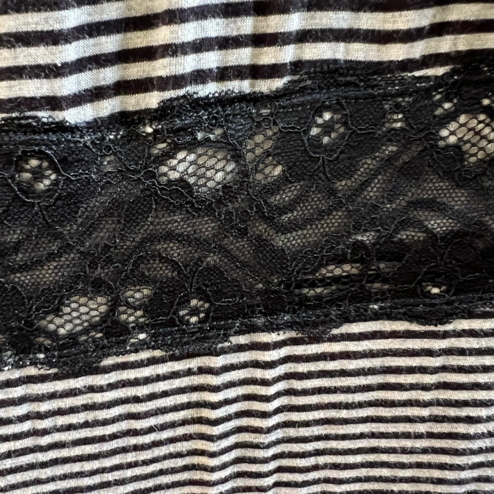 Max Studio Striped Black and White Cream lace Maxi Dress large - Picture 3 of 3